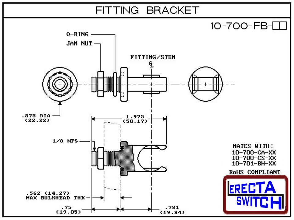 10-700-FB Fitting Bracket dimensional diagram