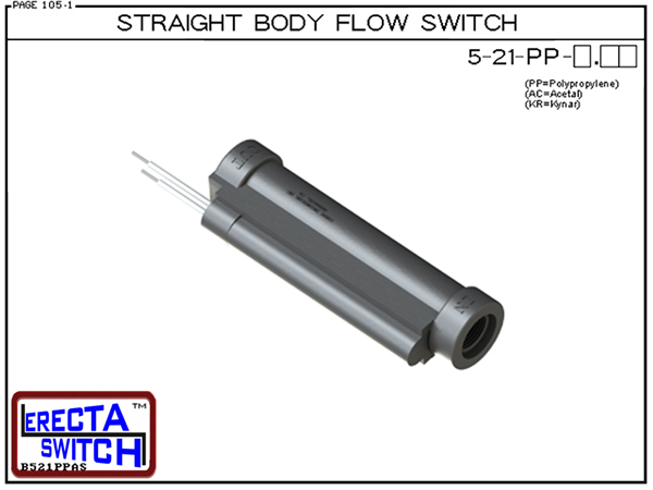 Series 5 piston-type magnetic reed flow switch — cutaway view